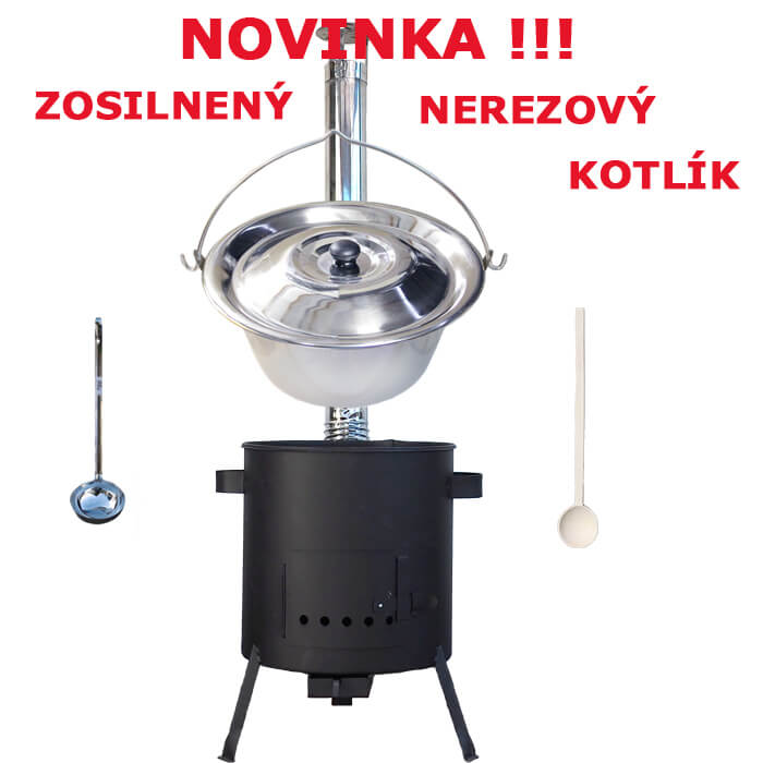Nerezový kotlík 20 L (0,8 mm) zesílený s nýty + žáruvzdorná kotlina (1,2 mm) 42 PLUS 600